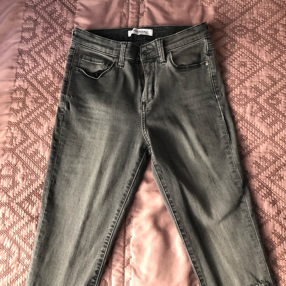 Grey Skinny Ankle Jeans